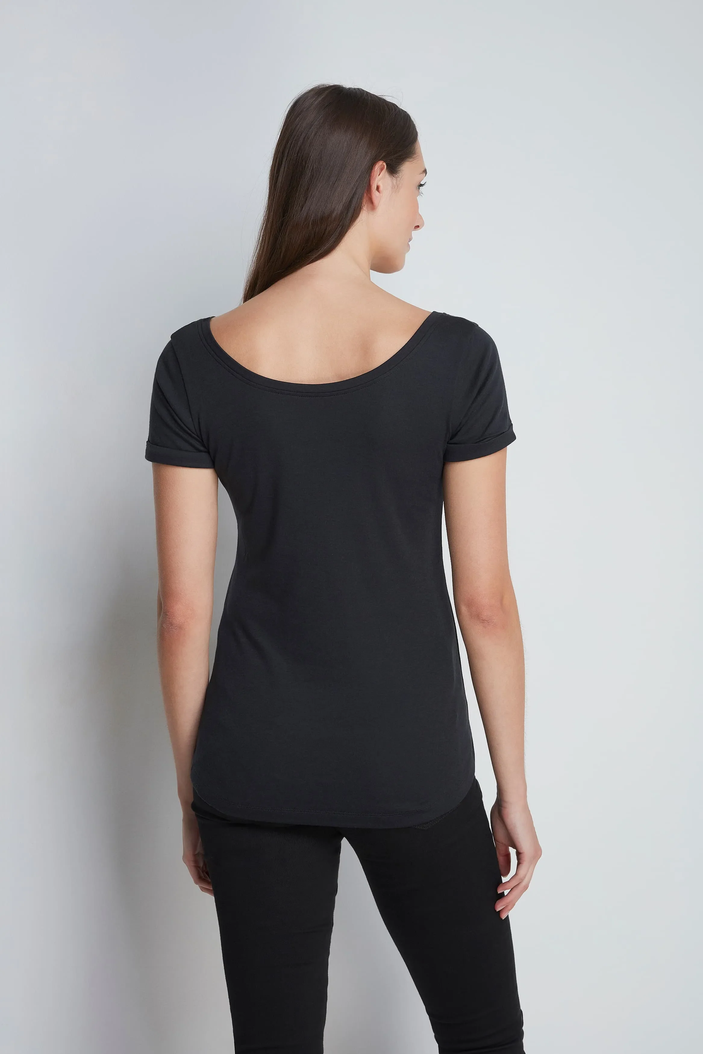 Boat Neck Cotton Modal T-Shirt - Image 7
