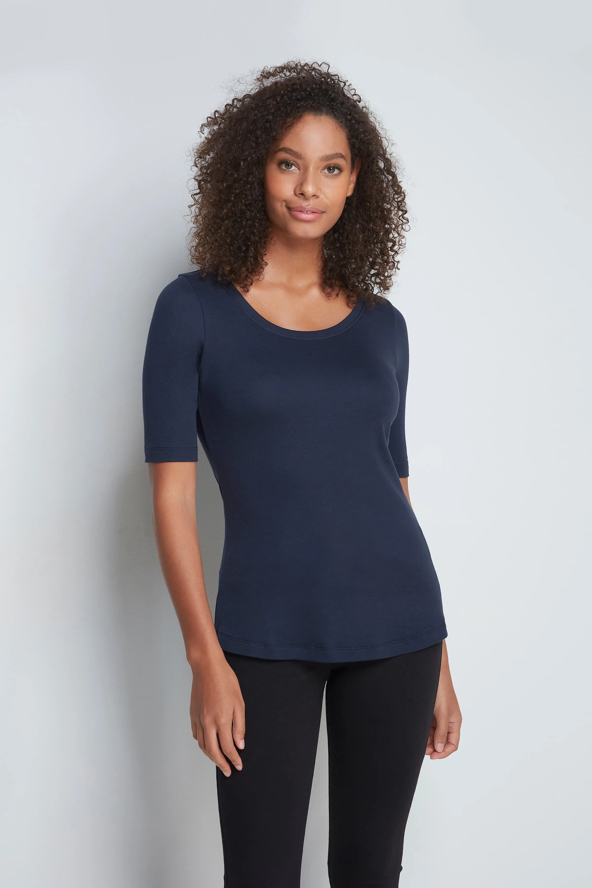 Half Sleeve Cotton Modal Scoop Neck T-Shirt - Image 3