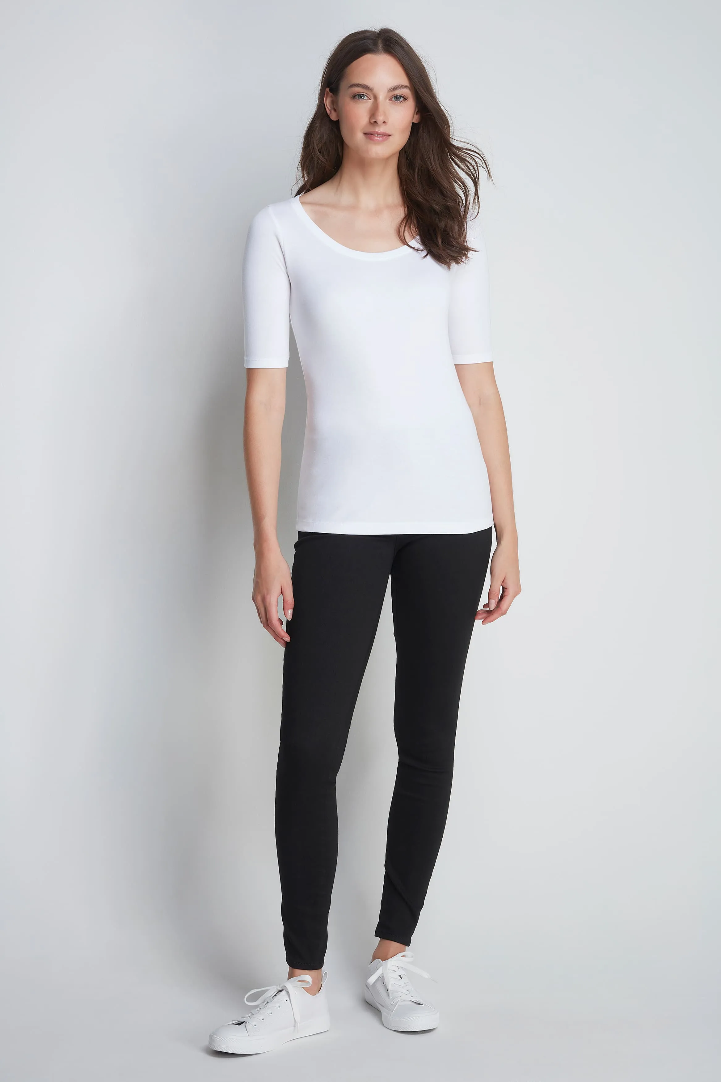 Half Sleeve Cotton Modal Scoop Neck T-Shirt - Image 5