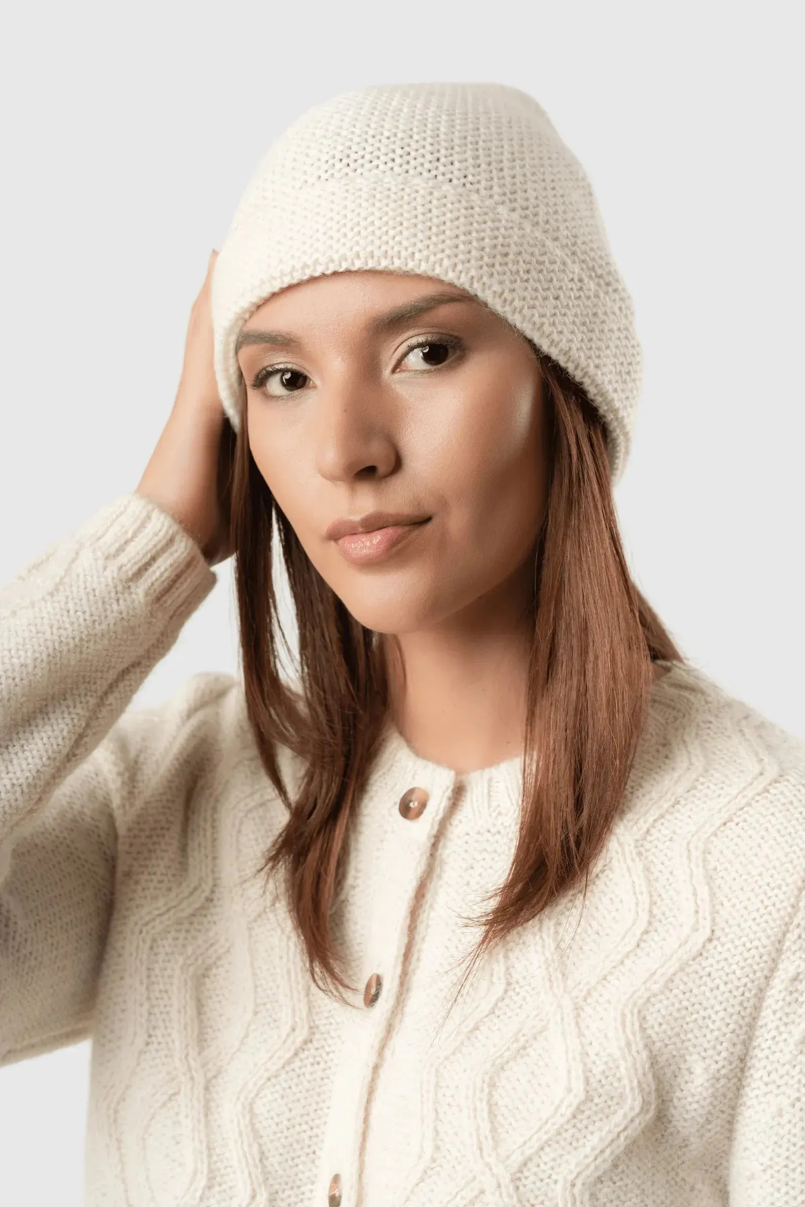 Knitted Alpaca Beanie Hat - Image 3