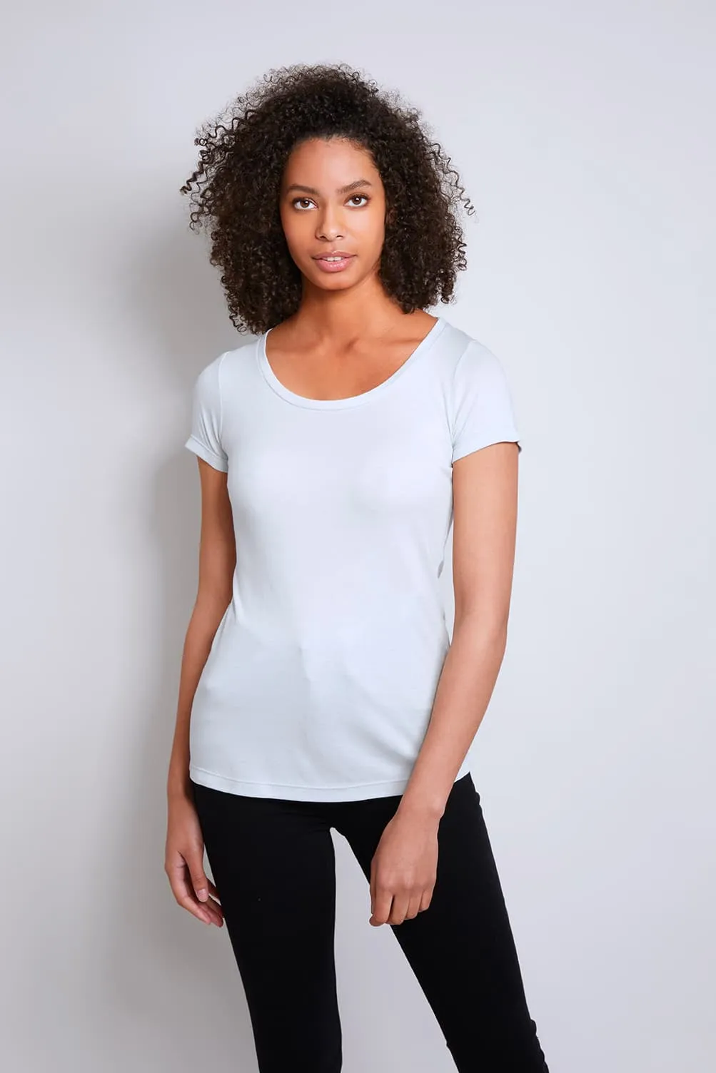 Scoop Neck Cotton Modal Blend T-shirt - Image 3