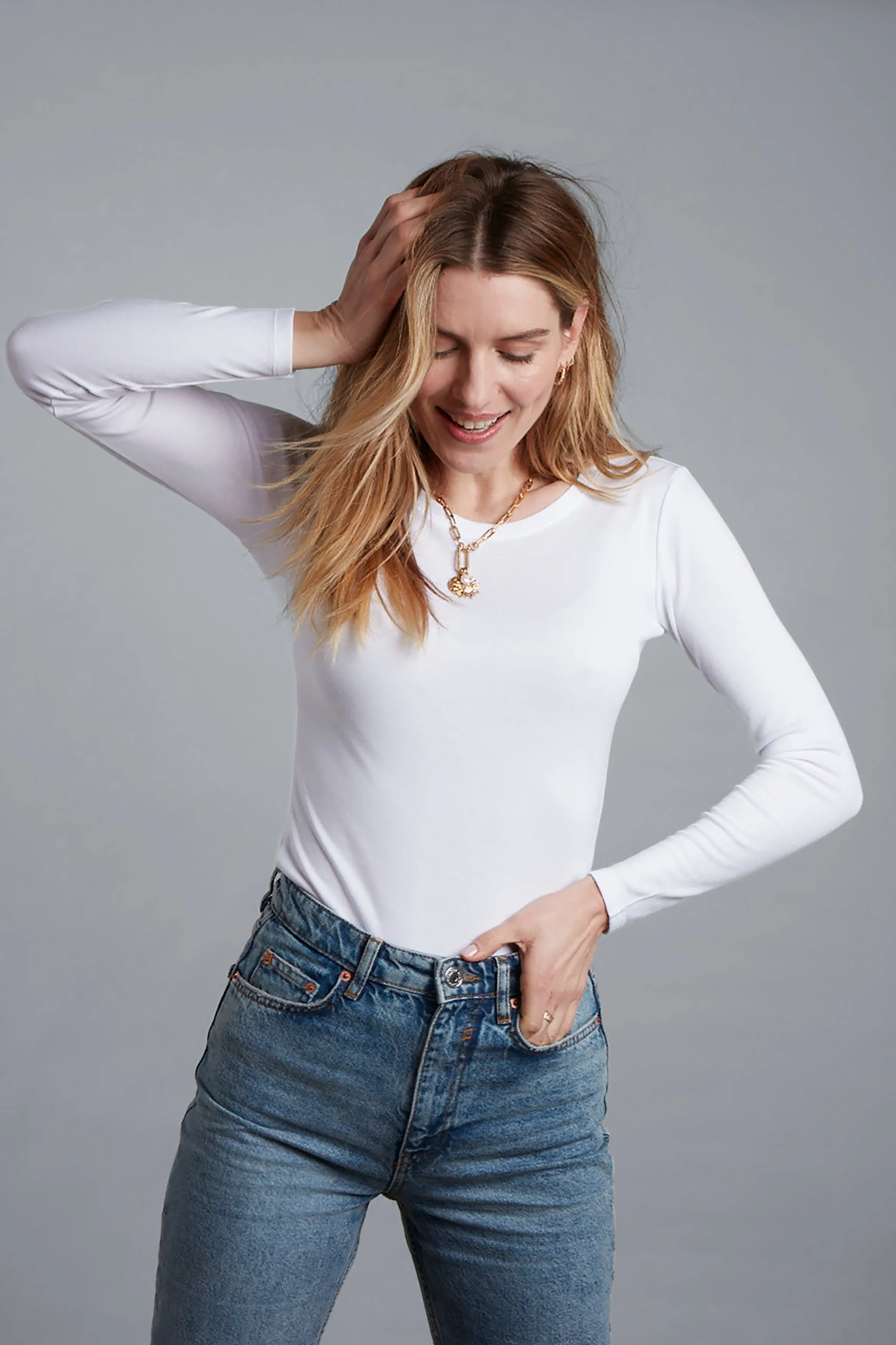 Long Sleeve Crew Neck Cotton Modal T-shirt - Image 10