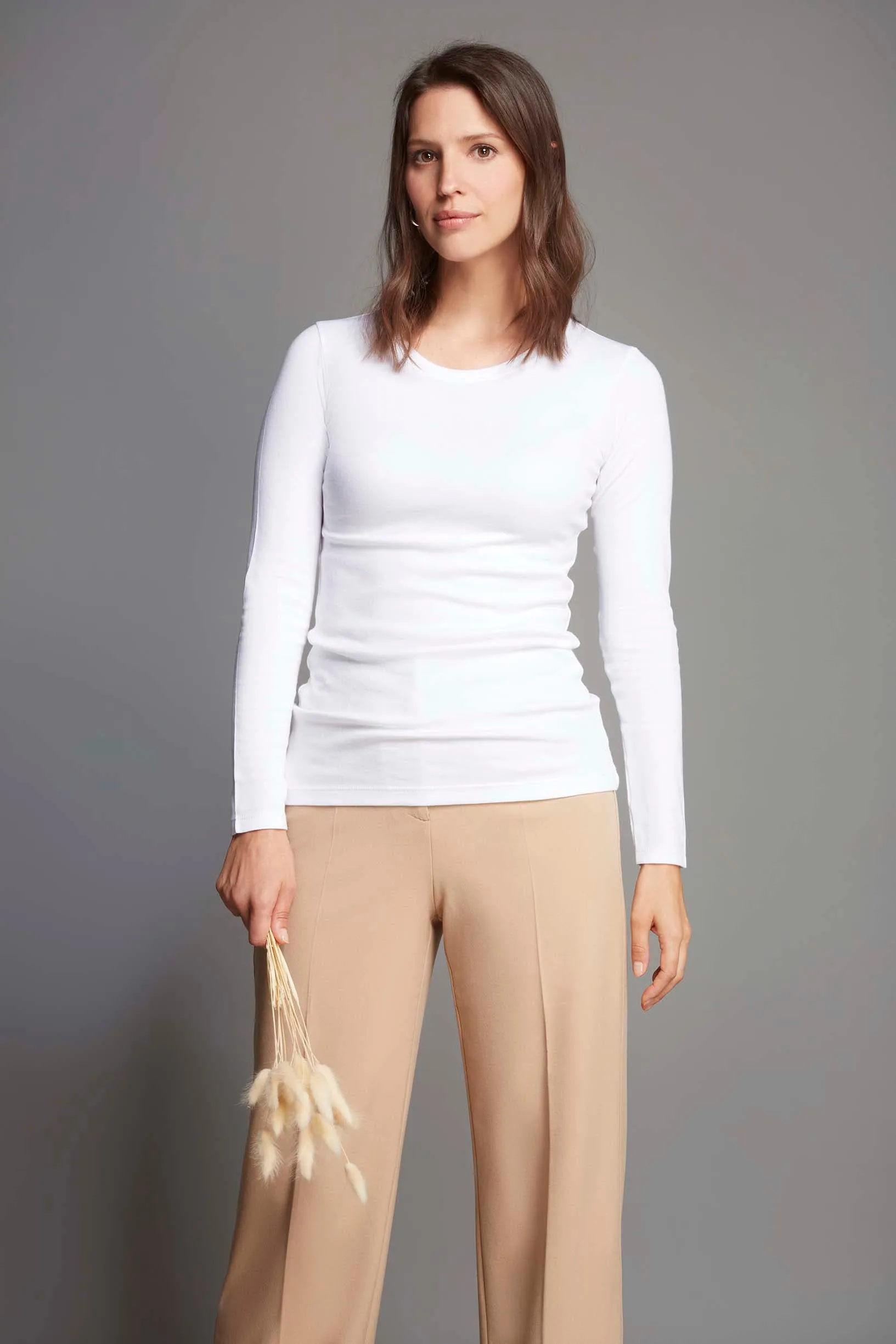 Long Sleeve Crew Neck Cotton Modal T-shirt - Image 8