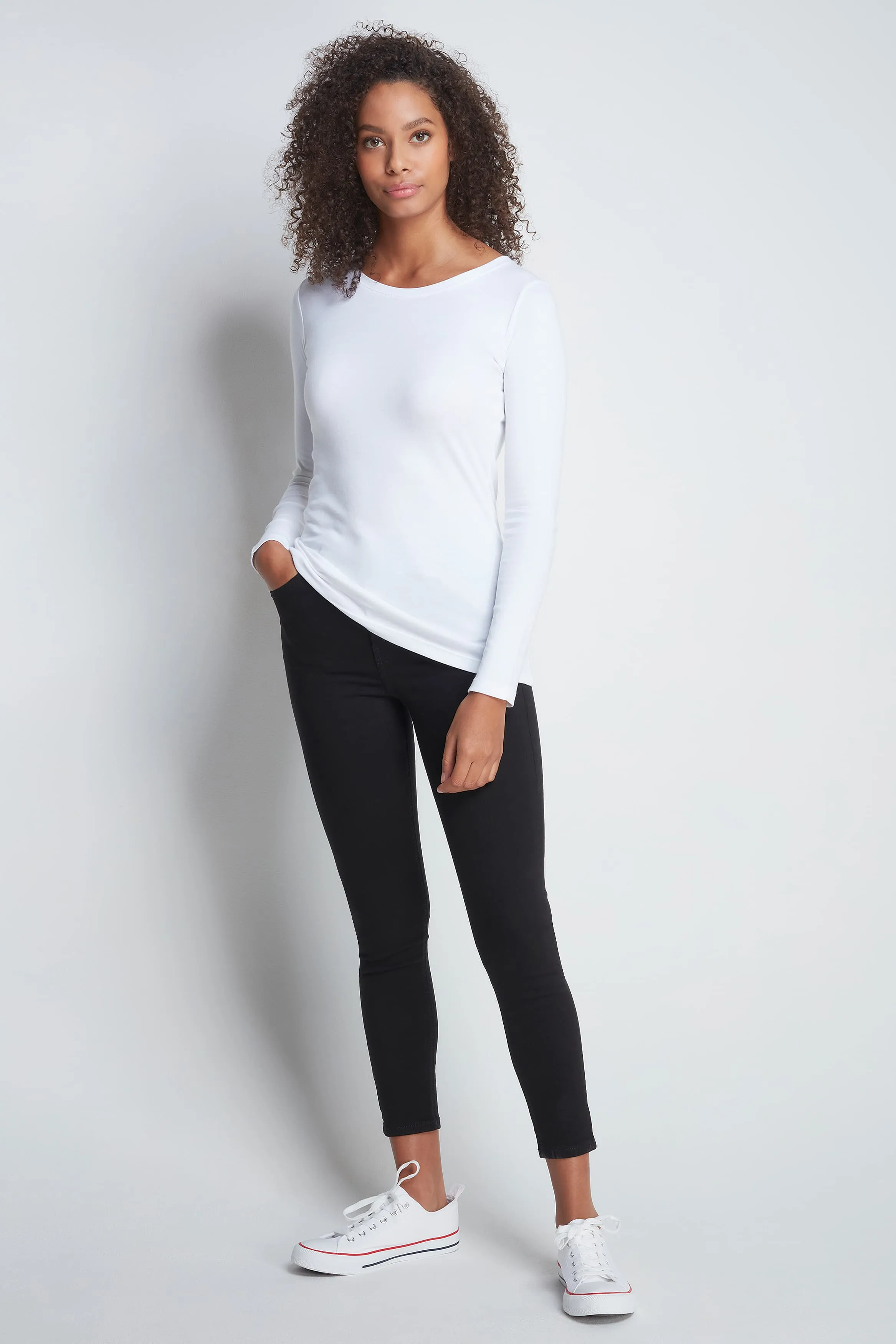 Long Sleeve Crew Neck Cotton Modal T-shirt - Image 9