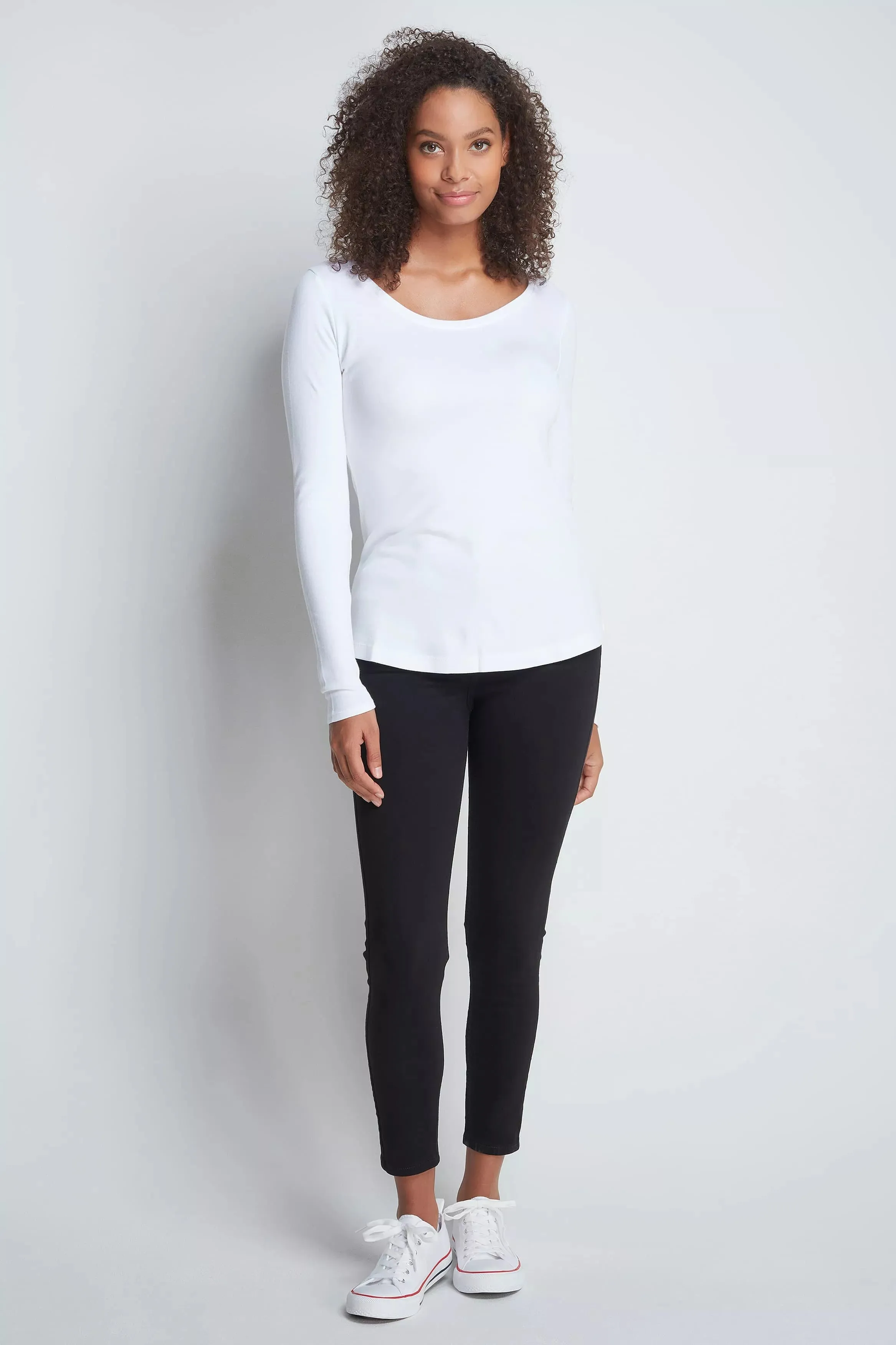 Long Sleeve Cotton Modal Scoop Neck T-Shirt - Image 5
