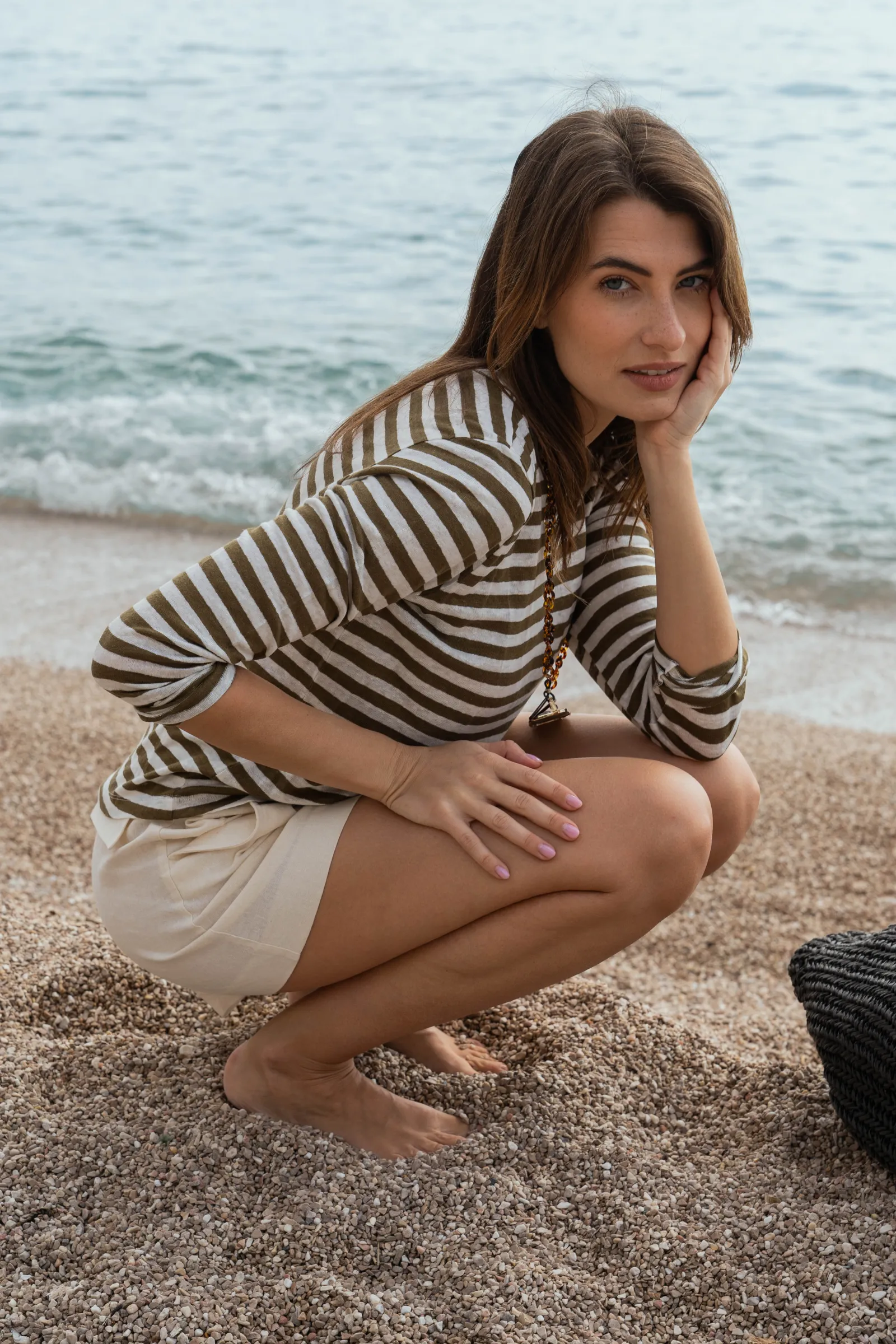 Long Sleeve Striped Linen T-shirt - Image 3