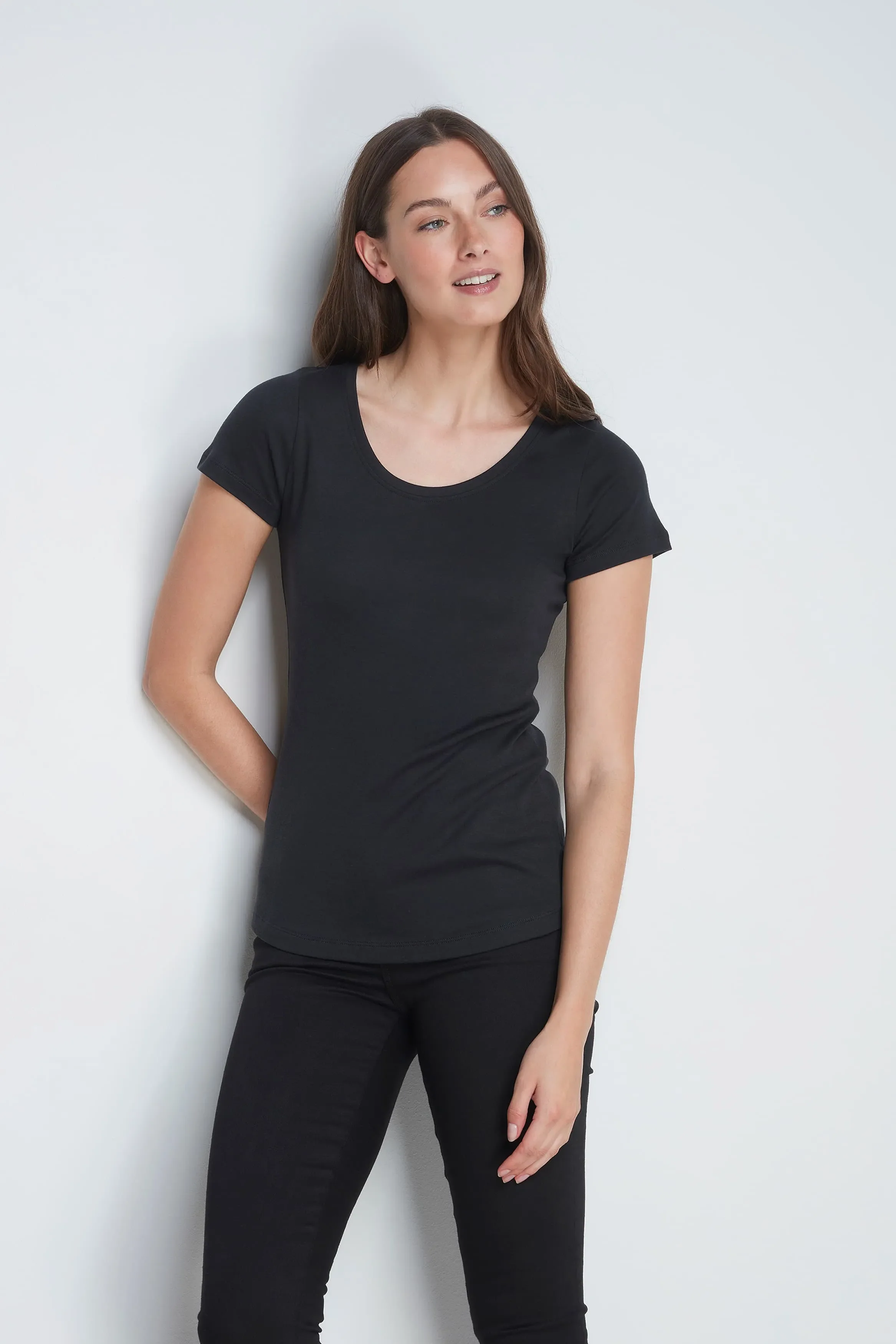 Scoop Neck Cotton Modal T-Shirt - Image 11