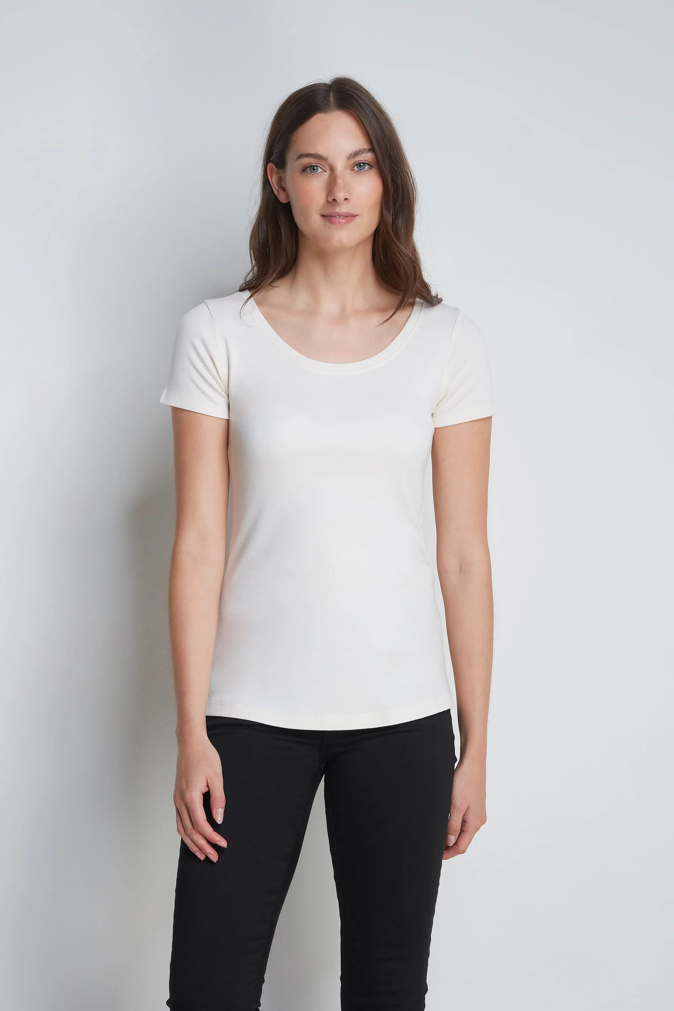 Scoop Neck Cotton Modal T-Shirt - Image 13