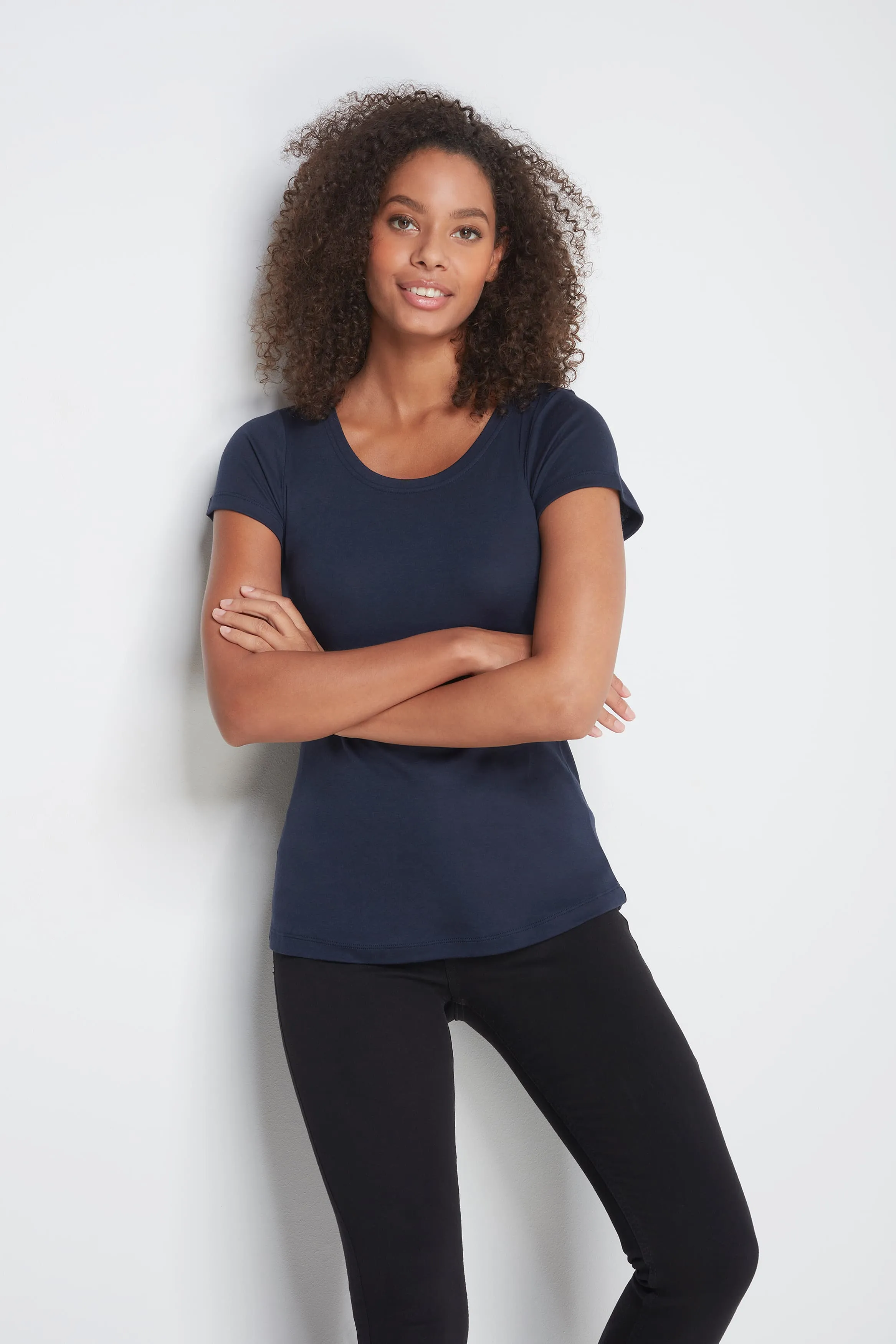 Scoop Neck Cotton Modal T-Shirt - Image 7