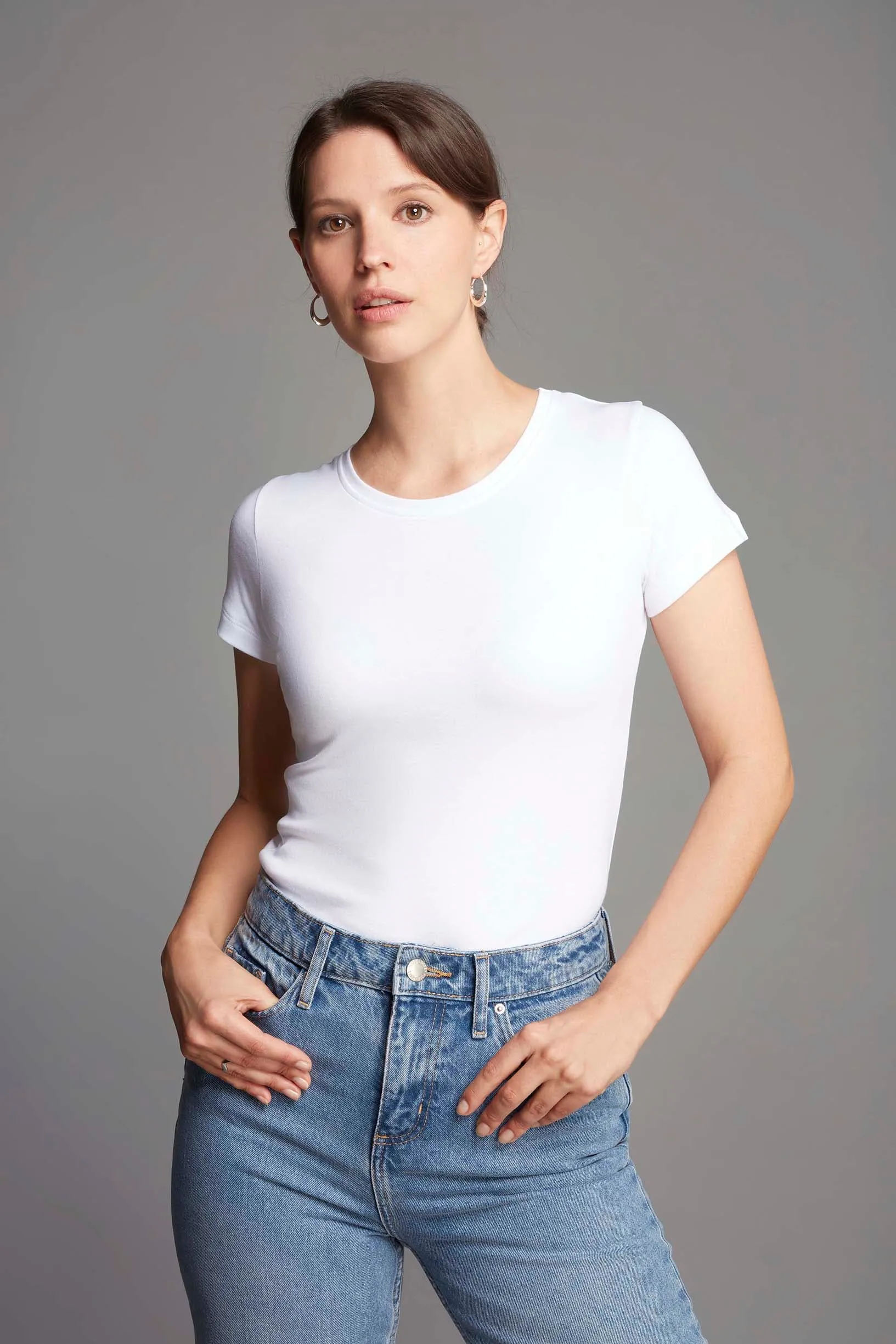 Crew Neck Cotton Modal T-shirt - Image 7