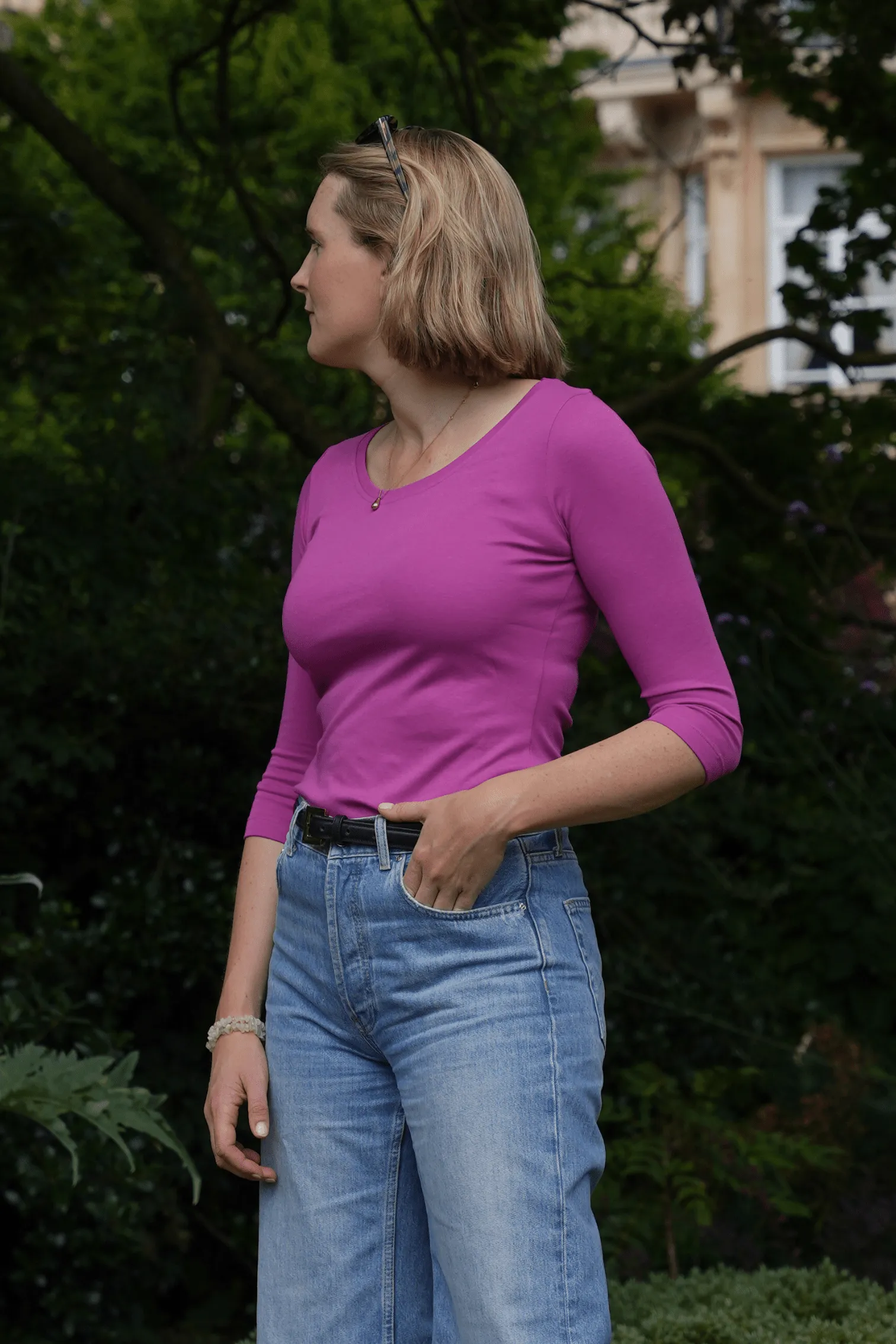 3/4 Sleeve Scoop Neck Cotton Modal T-Shirt - Image 19