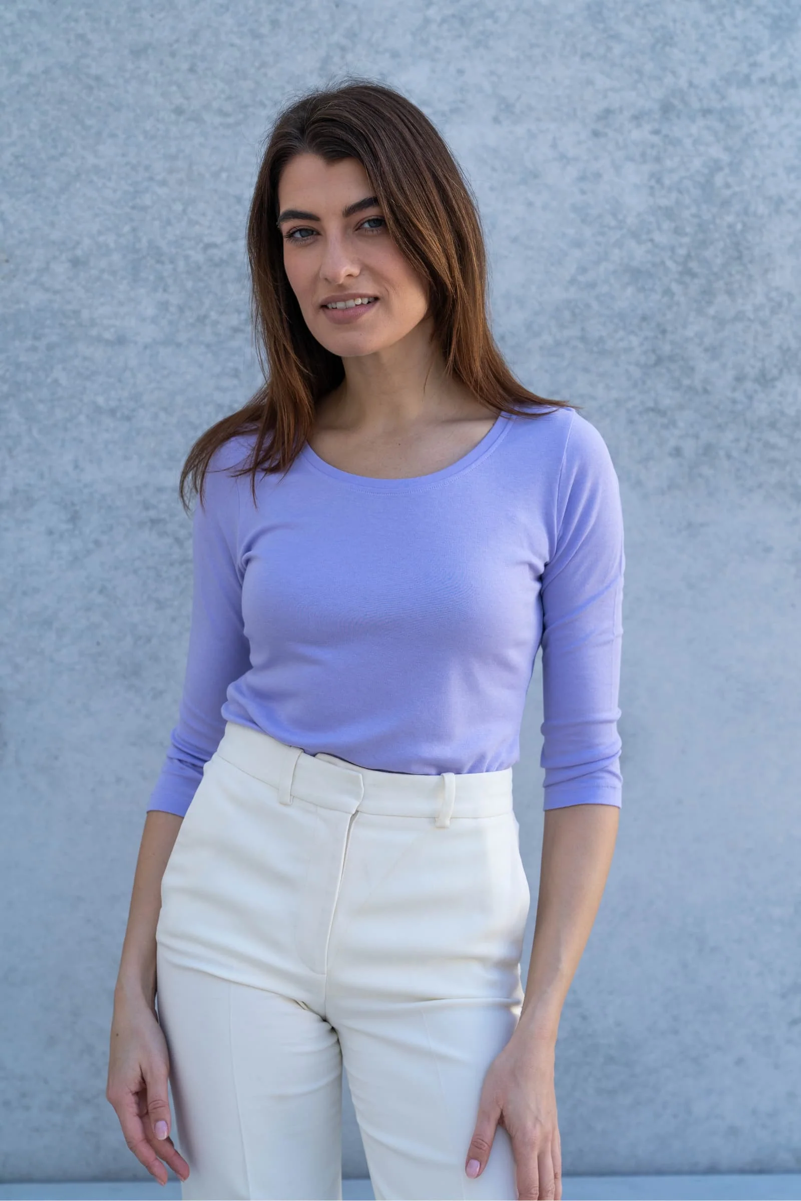 3/4 Sleeve Scoop Neck Cotton Modal T-Shirt - Image 4