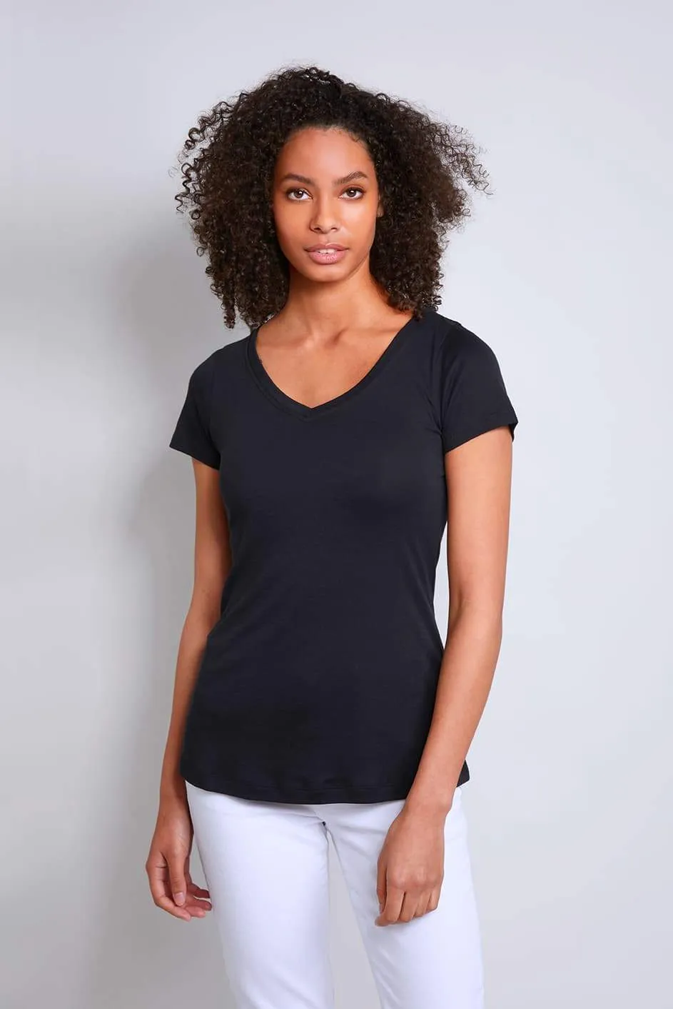 V-Neck Cotton Modal T-Shirt - Image 6